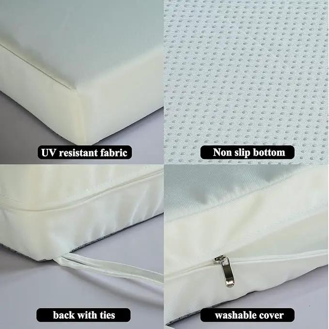 Patio Chair Cushions Set of 2 Non Slip Bottom Chair Pad with Ties Waterproof Square Outdoor Seat Cushion Replacement for Garden Swing Furniture 22x22 Inch, White by GreenHaven Gardens