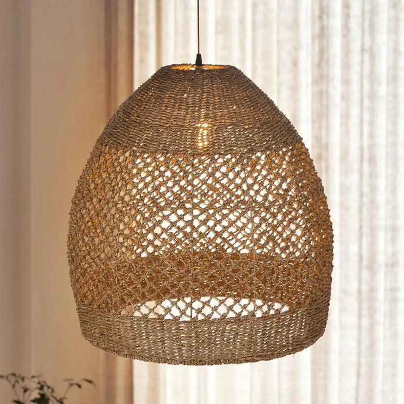Arturesthome Boho Chandelier, Rustic Rattan Basket Woven Pendant Light Coastal Light Fixture, Farmhouse Wicker Hanging Lighting for Dining Table Kitchen Island Bedroom D17.7in by GreenHaven Gardens