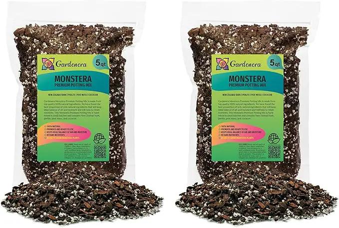 Premium Monstera Potting Soil - 10 Quart - Quick Drain Potting Soil for Growing and Repotting Monstera Deliciosa/Swiss Cheese Plant (2 Bags of 5 Quart) by GreenHaven Gardens