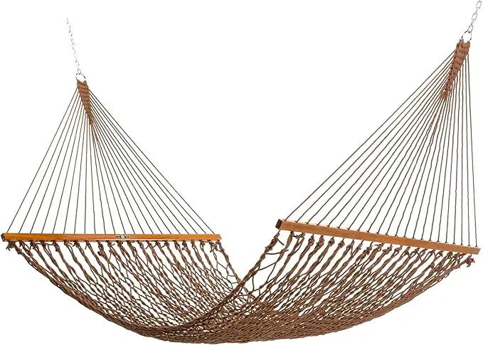 Original Pawleys Island 13DCAB Large Antique Brown DURACORD Rope Hammock with Extension Chains & Tree Hooks, Handcrafted in The USA, Accommodates 2 People, 450 LB Weight Capacity, 13 ft. x 55 in. by GreenHaven Gardens