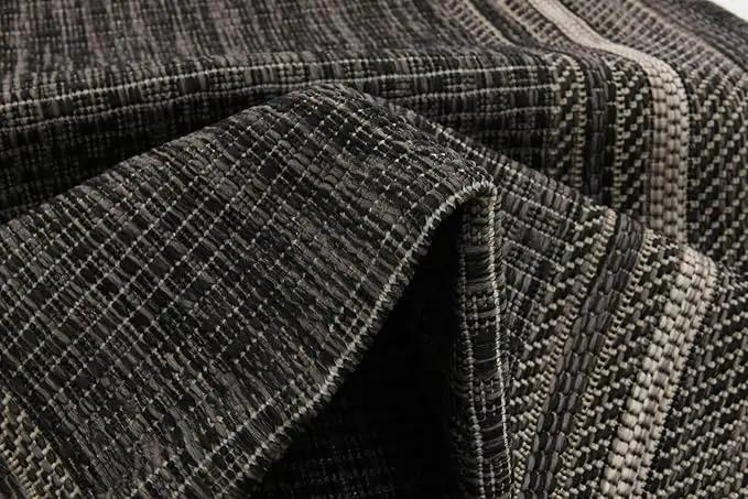 Unique Loom Outdoor Border Collection Area Rug - Soft Border (2' x 6' 1" Runner, Black/ Ivory) by GreenHaven Gardens