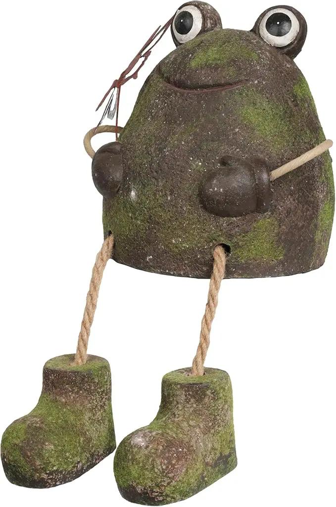 Alpine Corporation MCC836 Indoor/Outdoor Frog with Butterfly Garden Statue, Playful Frog Statue for Yard, 20" H, Green by GreenHaven Gardens
