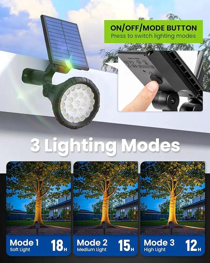 Solar Spot Lights Outdoor Waterproof, Flag Pole Light Solar Powered Halloween Lights, Landscape Spotlights for Tree, House, Yard, Garden, Christmas Decorations-2Pack Warm White by GreenHaven Gardens