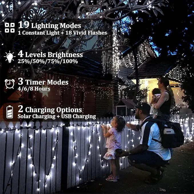 2-Pack 200FT Solar String Lights for Outside, 600 LED Extra-Bright Solar Light Outdoor with 19 Modes & Timer, Waterproof Fairy Solar Lights for Garden Patio Tree Christmas Decorations (Cool White) by GreenHaven Gardens