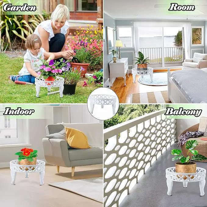 2 Pack White Plant Stand, Metal Plant Stands Outdoor Indoor, Anti-Rust Planter Stands Plant Shelf, Flower Pot Stands for Multiple Plants,Display Shelves Potted Plant Holders for Garden Patio by GreenHaven Gardens
