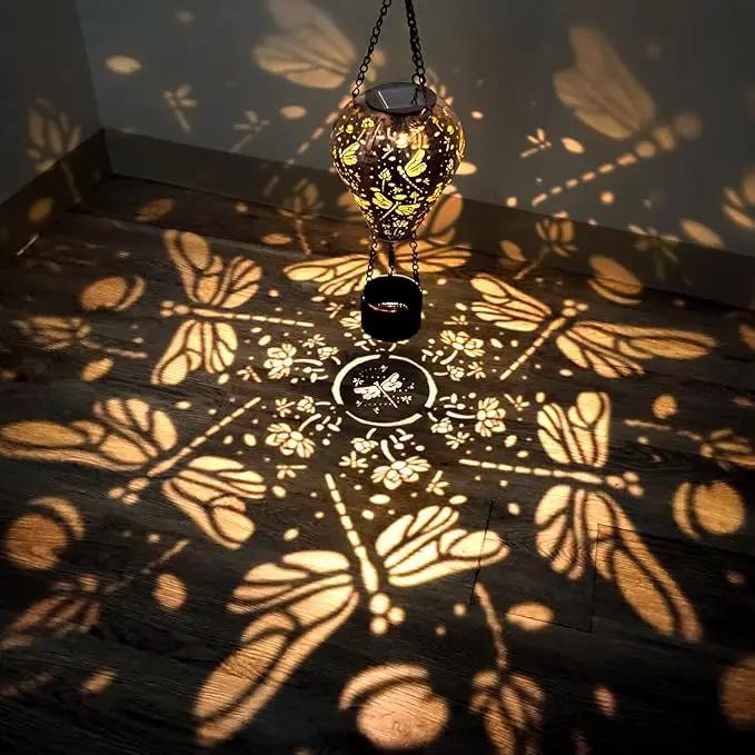 2-Pack Dragonfly Decor Hot Air Balloon Solar Lantern – Outside Decorative Hanging Light for Garden Yard Patio Porch Lawn and Pathway – Unique Housewarming, Birthday Gift for Women Mom Grandma by GreenHaven Gardens
