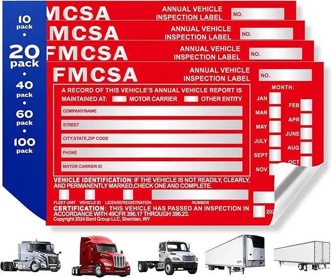 20-Pack DOT Compliant Aluminum Annual Vehicle Inspection Label – Red FMCSA Label with Punch Boxes by GreenHaven Gardens