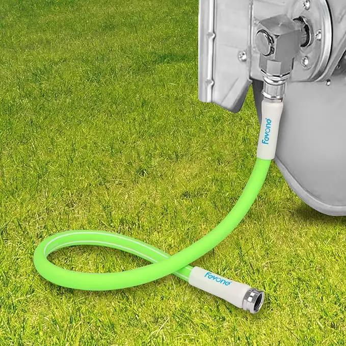 Fevone Garden Hose 50 ft, Heavy Duty Water Hose, Hybrid Polymer, Kink Resistance, Lightweight, Flexibility, Durability, Leak Free, Aluminum Fittings, 3/4" GHT, 5/8" ID, 600 Psi, Drinking Water Safe by GreenHaven Gardens