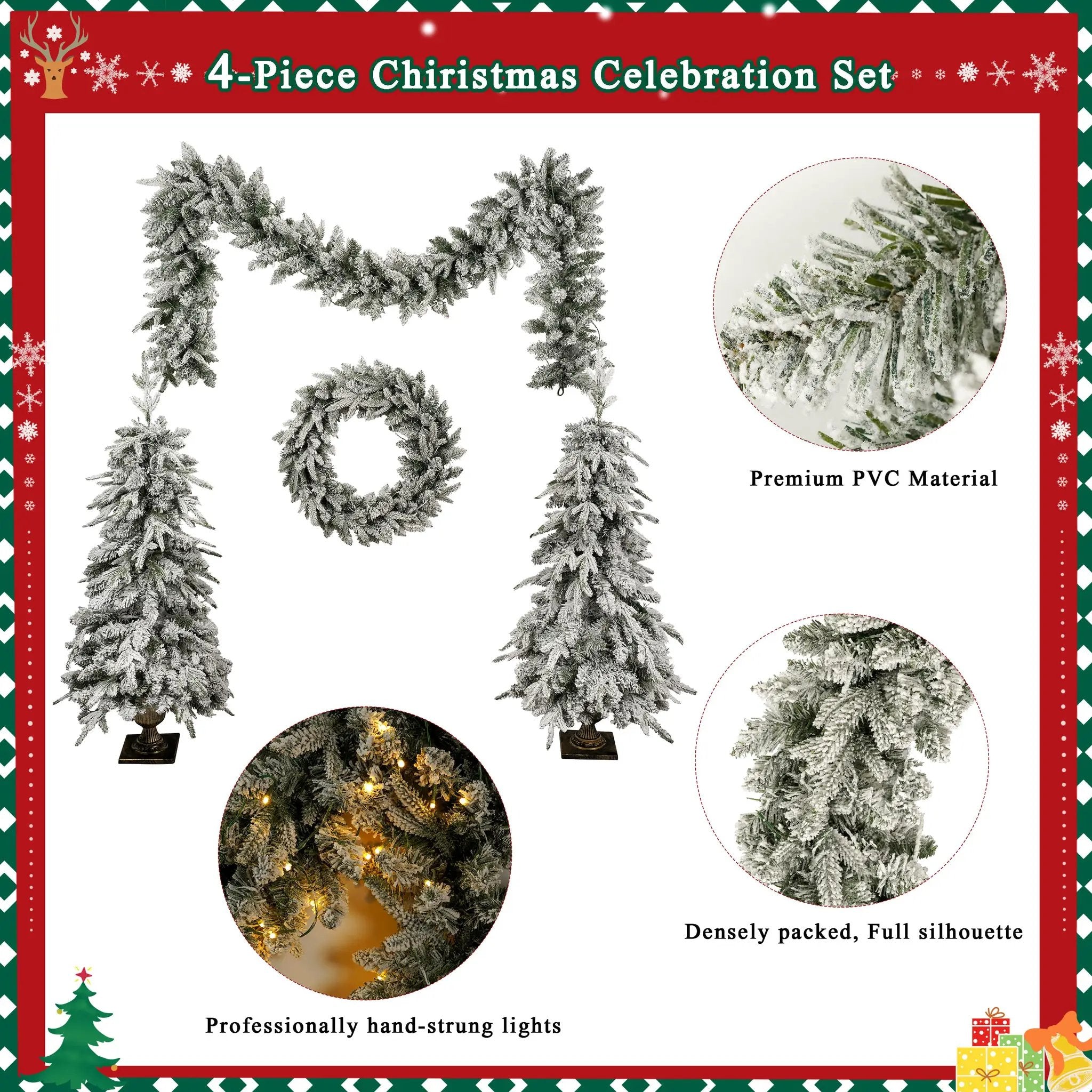 Pre-Lit Christmas Artificial Tree 4-Piece Set by HouseOfZazla