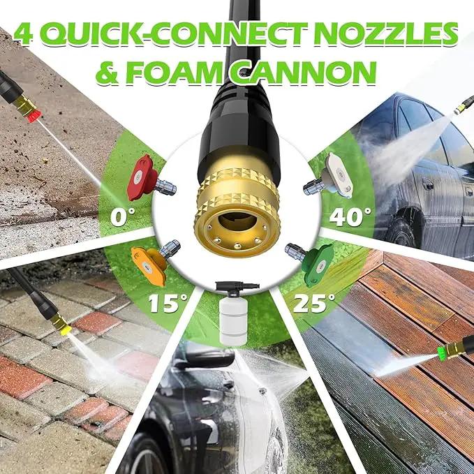 Pressure Washer, 5000PSI 3.2GPM Adjustable Touch Screen with 55FT Total Length 4 Nozzles for Driveways Cars by GreenHaven Gardens