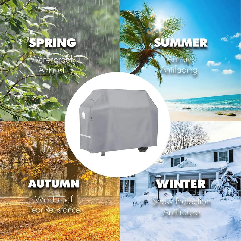 BBQ Grill Cover, 60 Inch Heavy Duty Waterproof 3-4 Burner Barbecue Gas Grill Covers for Weber Genesis Char-Broil Brinkmann, Gray by GreenHaven Gardens