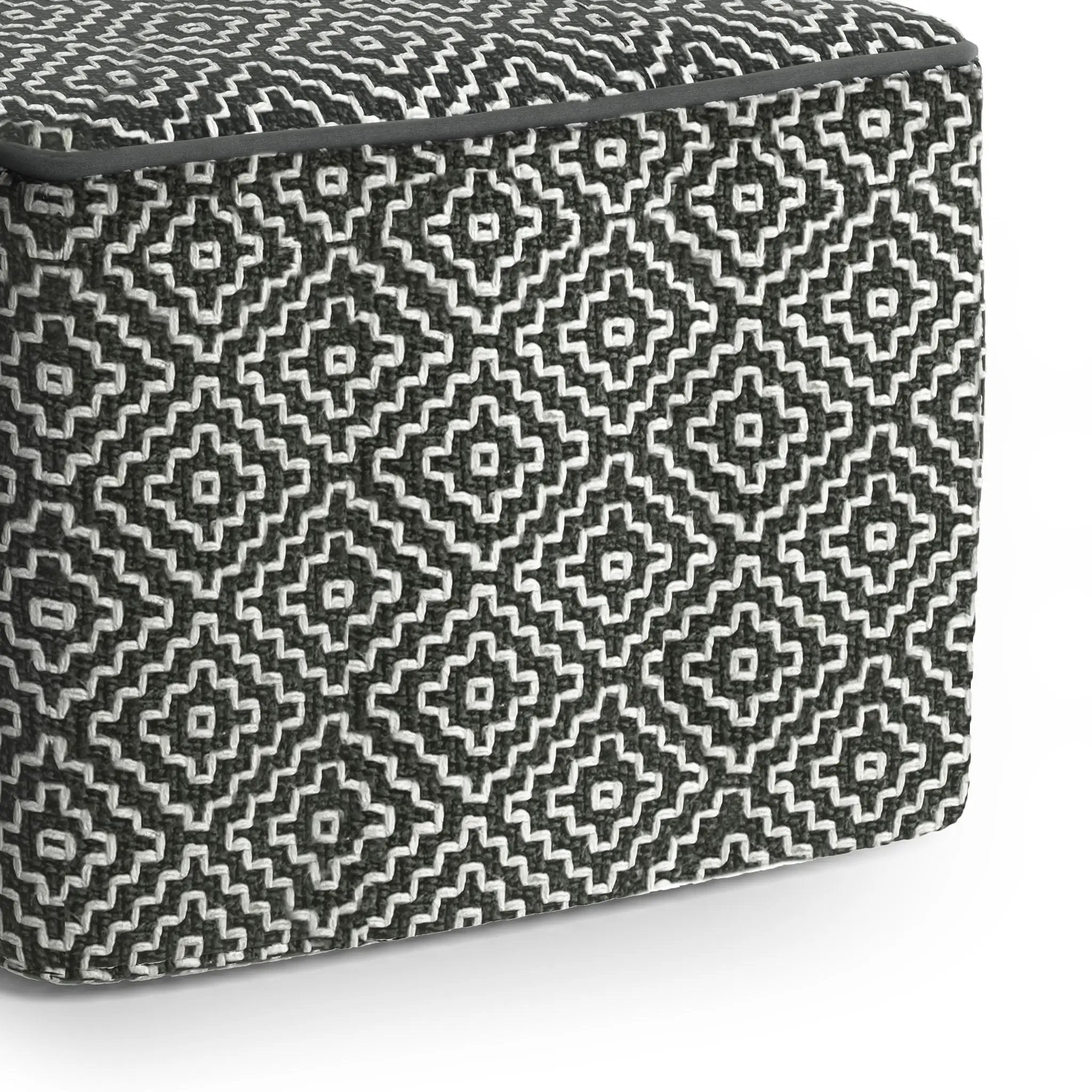 Briella - Square Woven Outdoor / Indoor Pouf - Gray / White by HouseOfZazla