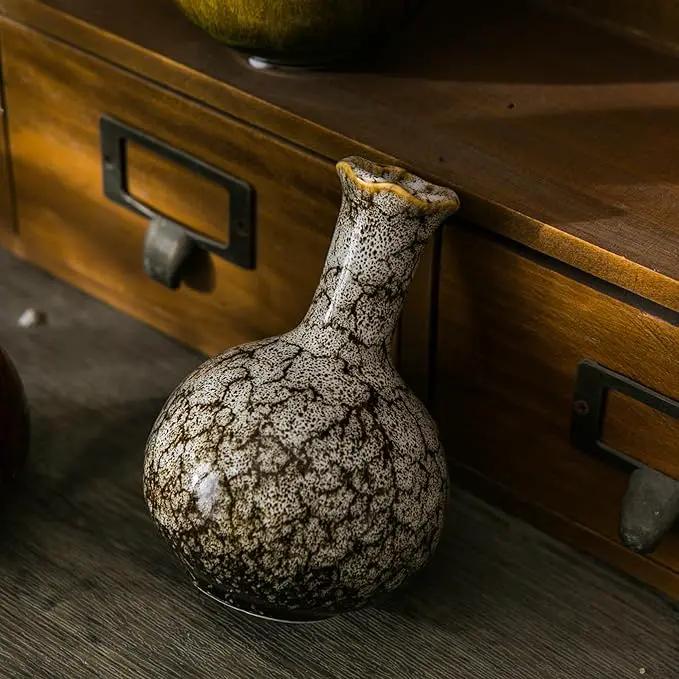 JOJUNO Glazed Rustic Bud Vase Set of 4 - Small Ceramic Mini Pottery Vases in White, Yellow, Green, Red - Ideal for Fresh & Dried Flowers - Modern Farmhouse Décor for Living Room, Shelves, Dining Table by GreenHaven Gardens