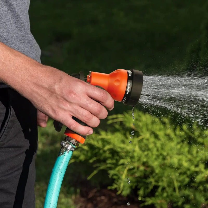 AUTOMAN-Garden-Hose-Nozzle,ABS Water Spray Nozzle with Heavy Duty 7 Adjustable Watering Patterns,Slip Resistant for Watering Plants,Lawn& Garden,Washing Cars,Cleaning,Showering Pets - Orange by GreenHaven Gardens