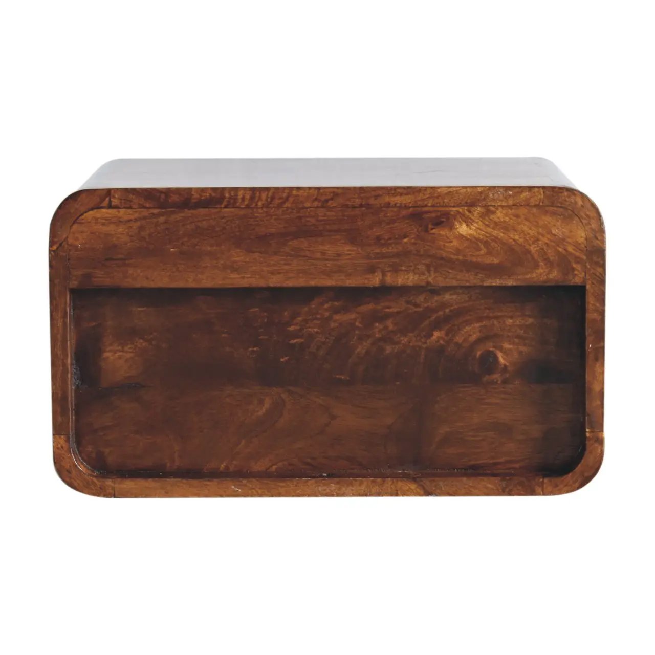 Large Floating Bedside, Curve Open Upper Slot, 1 Drawer, Chestnut by HouseOfZazla