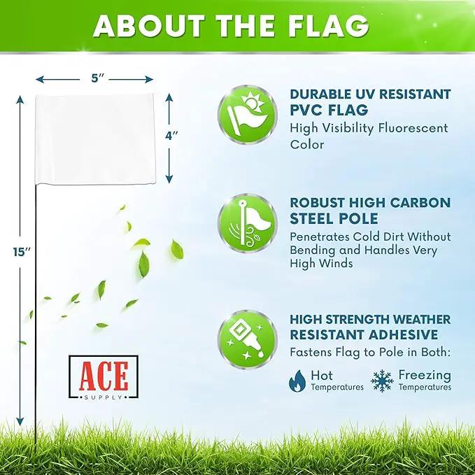 White Marking Flags 1000 Pack - 4x5x15 Inch White Flags for Yard - Markers For Lawn, Irrigation, Landscaping, Survey & Sprinkler Head Marking by GreenHaven Gardens