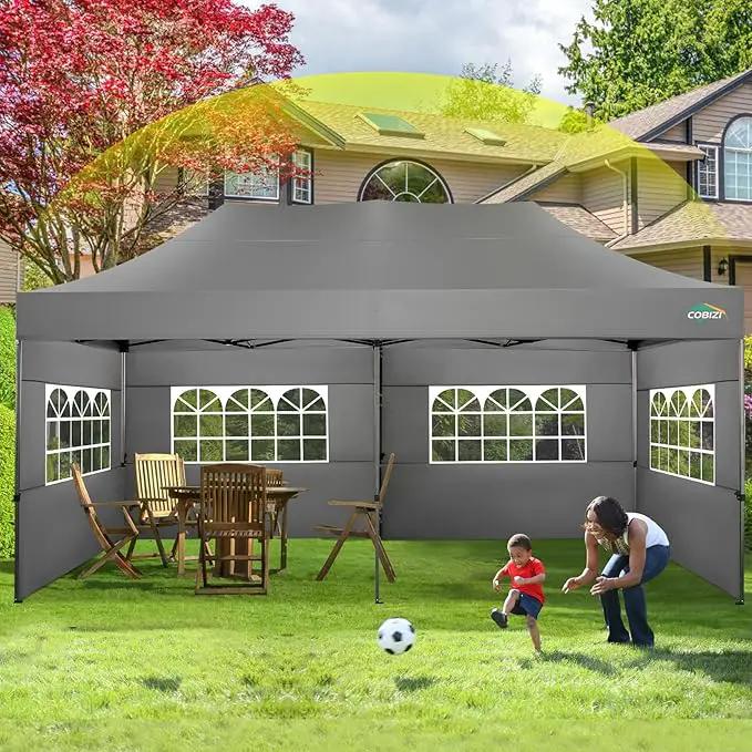 COBIZI 10x20 Canopy with Sidewalls, Heavy Duty Party Tent Pop up carpas para Fiestas, Tents for Parties, Wedding, Outdoor Ez up Foldable Portable Canopy Tent with Wheeled Bag, Grey(Windproof Upgrade) by GreenHaven Gardens