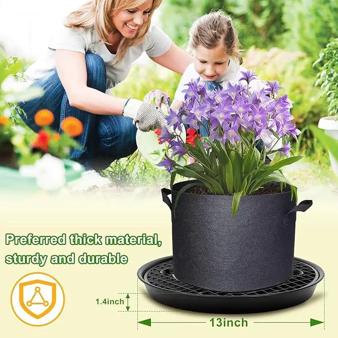 4-Pack Self-Watering Fabric Pot Base, Auto-Irrigation Water Delivery System for Plant Growth Bags, Automatic Watering Plant Saucer for Fabric Planters by GreenHaven Gardens