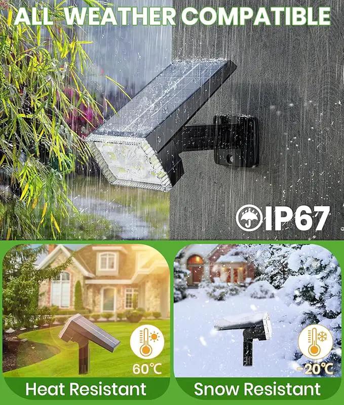 Bright Solar Spot Lights Outdoor, [58 LED/12000K/3 Modes] Solar Lights Outdoor Waterproof IP67, Auto On/Off, 2-in-1 Wall Light Flood Light for Tree Yard Garden Pathway, 2 Pack by GreenHaven Gardens