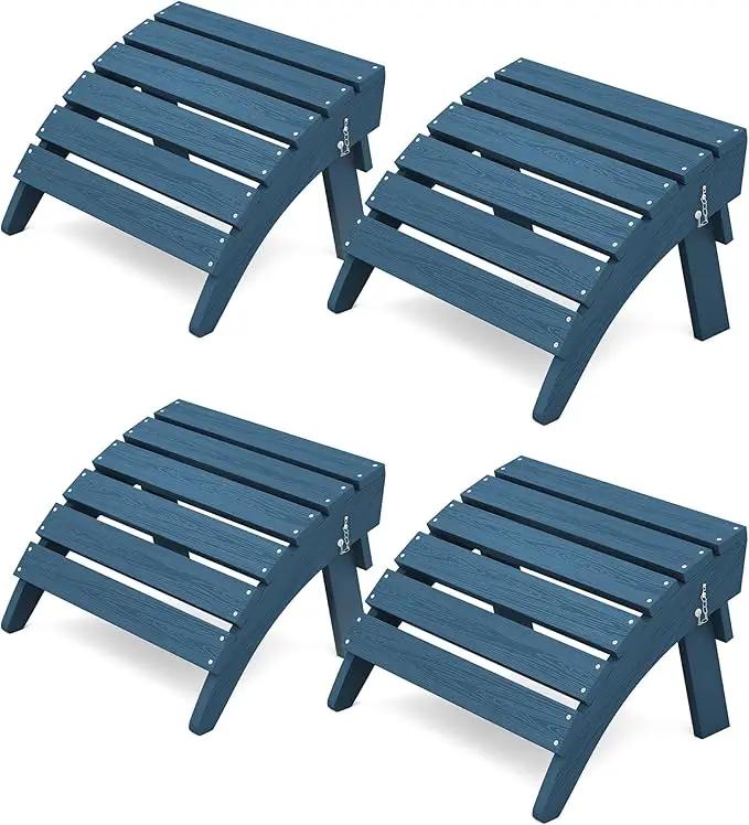 KINGYES Folding Adirondack Ottomans Set of 4 for Adirondack Chair, Navy by GreenHaven Gardens
