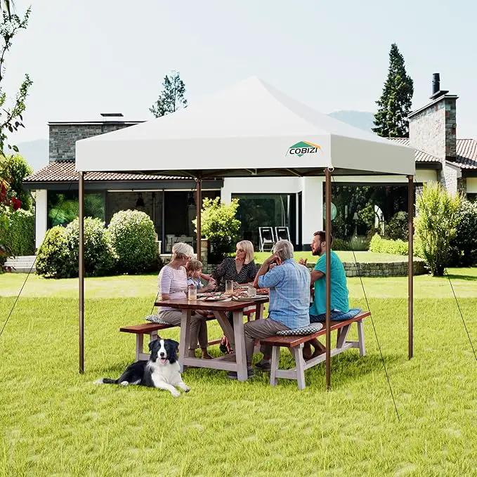 COBIZI 10x10 Pop Up Canopy Tent Heavy Duty with 4 Sidewall, Commercial Outdoor Easy Pop Up Gazebo for Party Wedding All Weather Waterproof UV 50+ with Carry Bag(Leg Upgraded),White by GreenHaven Gardens