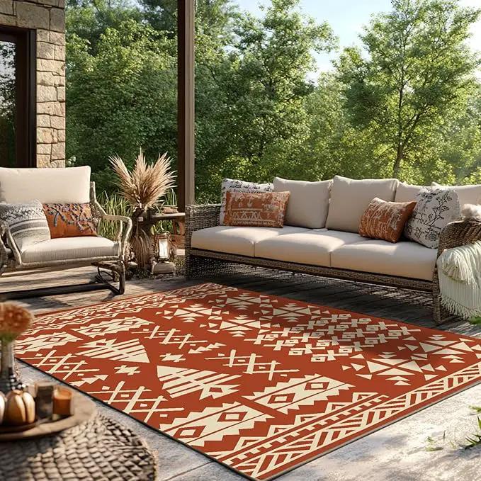 WILDROOTS 4x6 Feet Plastic Exotic Red Outdoor Rug, Stain Resistant Waterproof Reversible Outdoor Patio Rug, Fade Resistant Camping Rug by GreenHaven Gardens