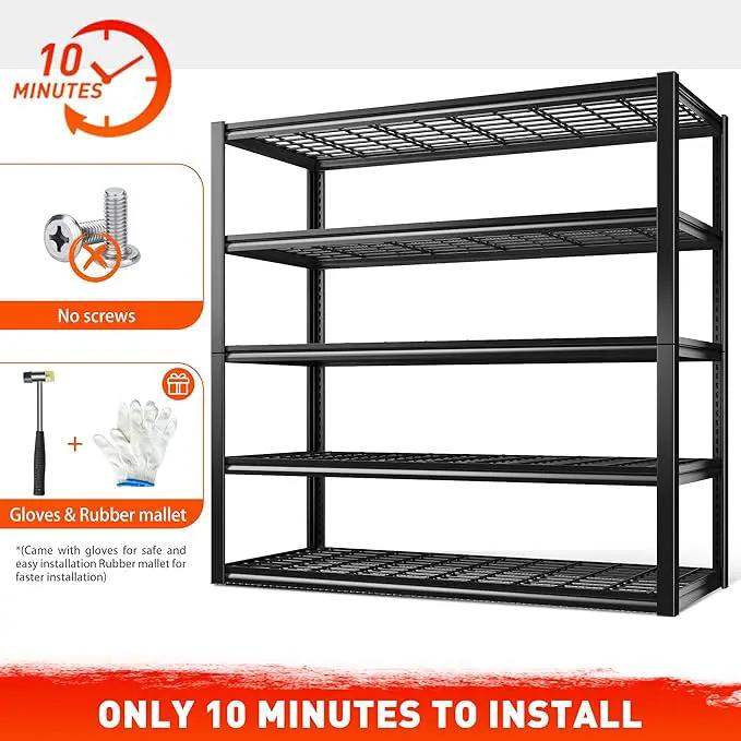 REIBII 48.2''W Garage Shelving Heavy Duty Metal Shelving 3000LBS Storage Shelves Adjustable Metal Shelves Industrial Garage Shelf for Warehouse Basement, 4 Pack by GreenHaven Gardens