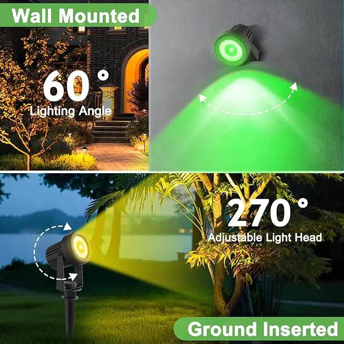 RGB Solar Spot Lights Outdoor 2Pack Color Changing Landscape Lighting IP65 Waterproof Auto Dusk to Dawn Spotlights Outside for Garden Yard Pathway by GreenHaven Gardens