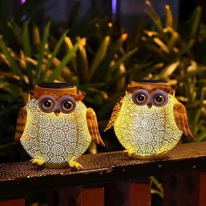 2 Pack Hanging Solar Lanterns - Garden Light Waterproof Metal Decorative Solar Lantern Lights Outdoor for Patio Yard Table Pathway with Owl Pattern by GreenHaven Gardens