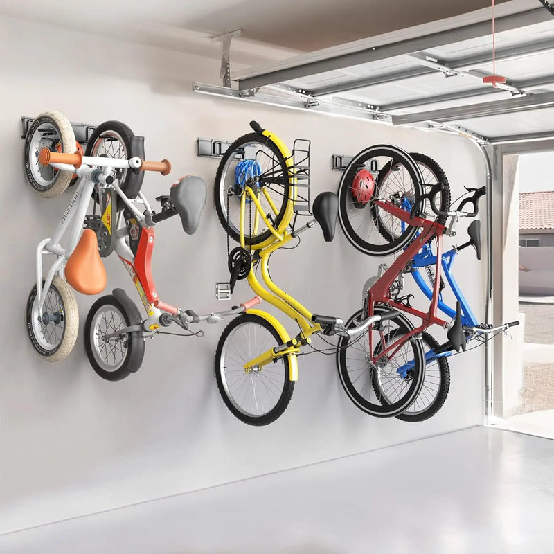 TORACK Wall Mounted Bike Storage Rack, Vertical Bikes Storage for Garage 5 Bikes Hangers for Wall, Modular Bicycle Storage Rack(3 Rails, 8 Hooks) by GreenHaven Gardens