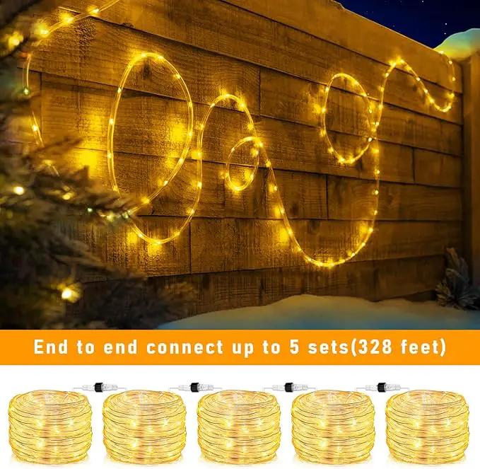 Rope Lights for Outside, 66FT 200 LED Rope Lights Outdoor/Indoor with Waterproof 8 Modes, Connectable Plug in Christmas Tree Light for Bedroom Pool Garden Party Holiday Decorations, Warm White by GreenHaven Gardens