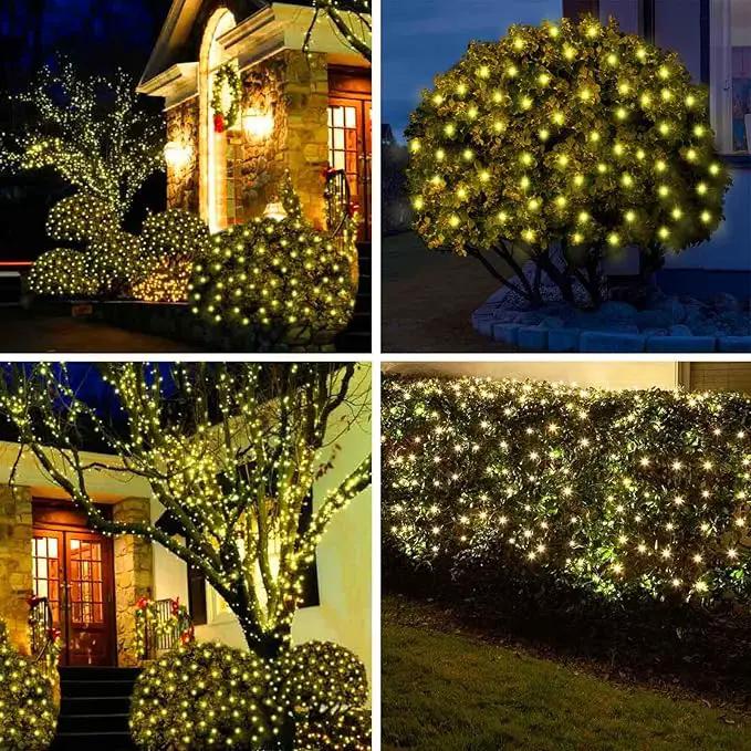 6Ftx4Ft LED Christmas Net Lights Green Wire,Connectable UL Certified Waterptoof Net Lights for Bushes Trees Shurb Garden Outdoor Christmas Decorations by GreenHaven Gardens