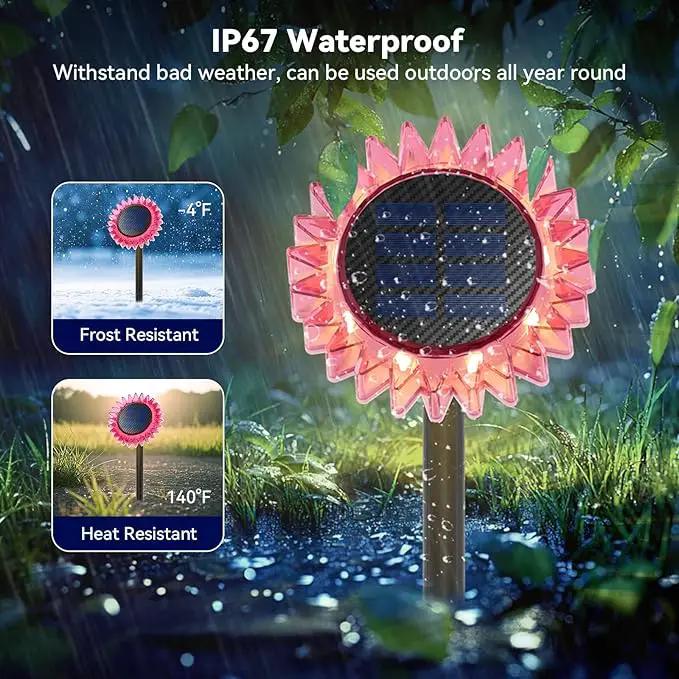 Hogni 6PK Solar Garden Lights, Ground Stake/Hang 2 in 1 Solar Sunflowers Outdoor Waterproof IP67, Outdoor Decor for Pathway Walkway Landscape Backyard Fence Decoration by GreenHaven Gardens