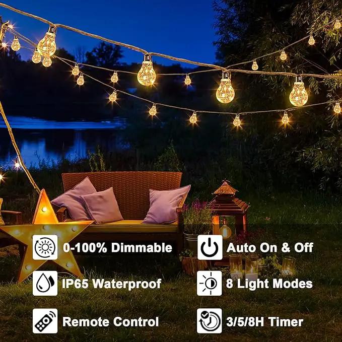 30FT Solar String Lights Outdoor Waterproof with Remote, 20 Edison Shatterproof Bulbs String Lights for Outside, Hemp Rope Solar Powered Lights with 8 Modes for Fence Tree Cafe Bistro Party by GreenHaven Gardens