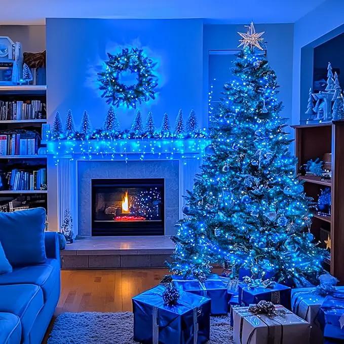 JMEXSUSS 66ft 200 LED Blue Christmas Lights Indoor Outdoor, Connectable Blue String Lights Clear Wire Plug in, 8 Modes Blue Fary Lights for Halloween Tree Party Bedroom Wall Christmas Decoration by GreenHaven Gardens