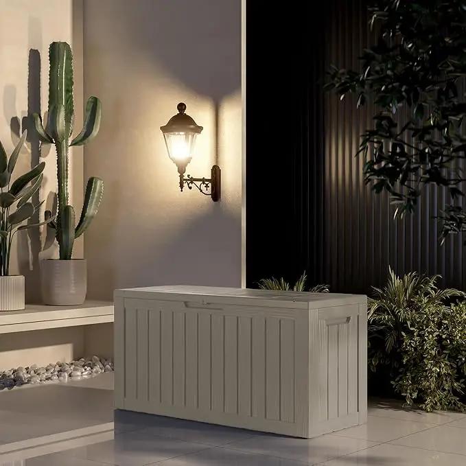 80 Gallon Outdoor Storage Box Waterproof Lockable Resin Deck Box Large, Patio Storage Bin for Pool Accessories Cushion Furniture, Garden Tools, UV-Resistant Outside Delivery Grey by GreenHaven Gardens