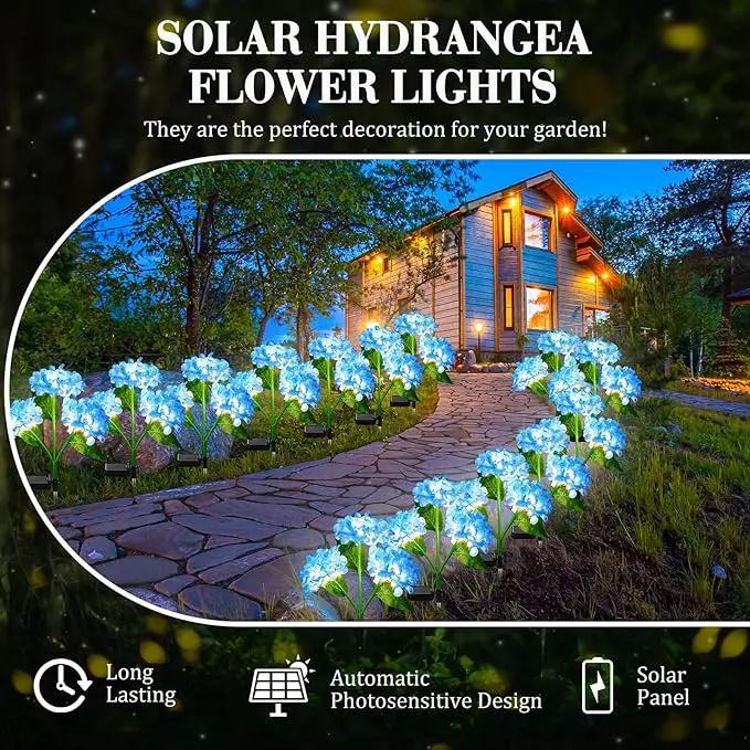 Treela 4 Pack Solar Lights Flowers Outdoor Waterproof Hydrangea Garden Stake Lights Realistic LED Flowers Powered Decorative Ground Solar Flower for Lawn Yard Backyard Decoration Gift(Blue) by GreenHaven Gardens