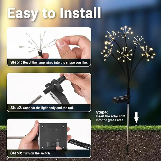 Solar Garden Decor Lights Outdoor, Solar Powered Lights Waterproof for Yard Patio Porch Flowerbed, Fairy Gardening Supplies Gifts Firwork(6 Pack Warm White) by GreenHaven Gardens