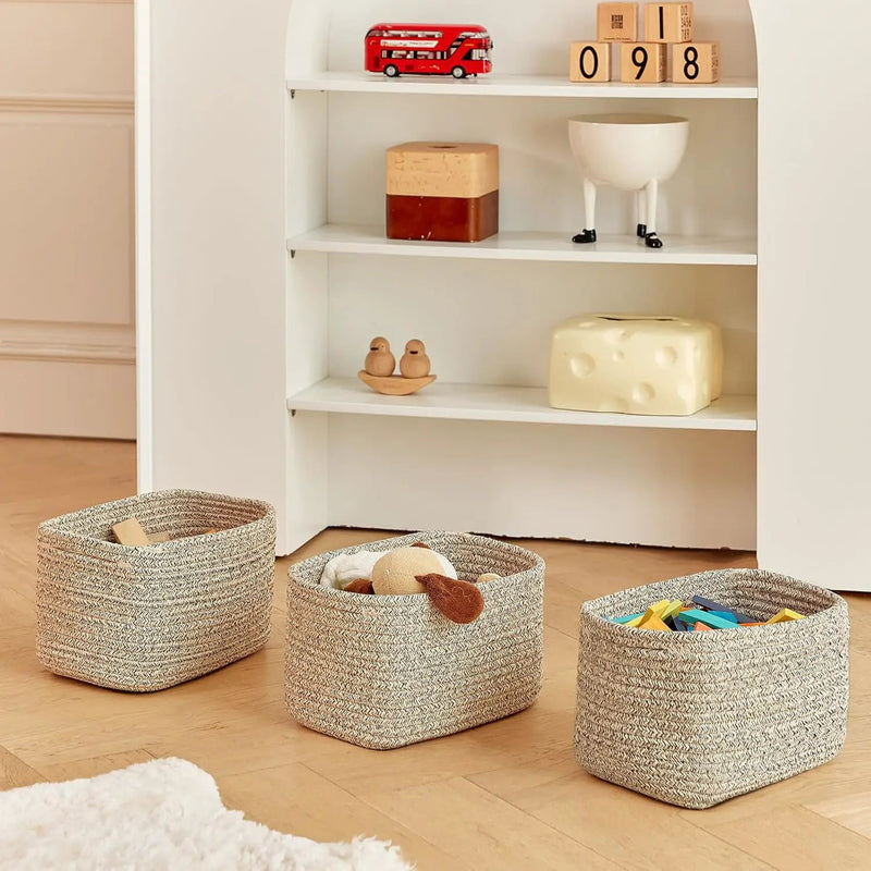 Small Cotton Rope Basket – Storage Bin for Organizing (10.6" x 6.7" x 6.7"), Bathroom Storage Basket for Shelf, Counter & Closet（Beige） by GreenHaven Gardens