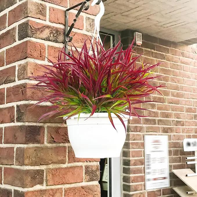 Uieke 6 Bundles Artificial Outdoor Plants UV Resistant Fake Grass Plants Faux Plastic Plants Greenery Shrubs for Home Garden Pathway Window Box Front Porch Summer Fall Decor, Deep Red by GreenHaven Gardens