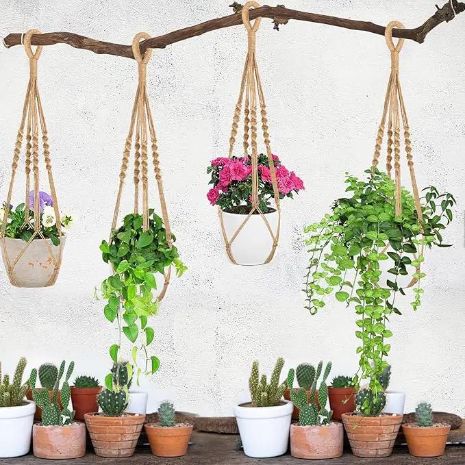 Augshy 27 Inch Macrame Plant Hanger, 2 Packs Plant Hangers with Hooks, Hanging Planter for Indoor Plants Decorative Macrame Pot Hanger for Home Decor by GreenHaven Gardens