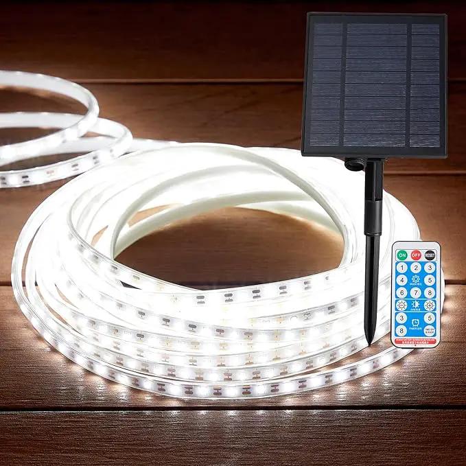 LUHLEE Solar LED Strip Lights, Upgrade Outdoor Rope Lights 8 Lighting Modes,IP65 Waterproof String Lights for Patio Yard Deck Porch Balcony Garden (White, 32.8 ft) by GreenHaven Gardens