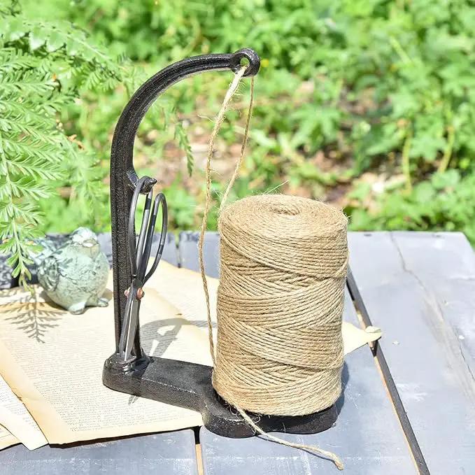 Sungmor Cast Iron Garden Twine Holder Set - 1300ft. Natural Jute Twine String & Rope Rack & Scissors - Decorative & Practical Home Arts Crafts Tools for Picture Display Gift Wrapping Packing Gardening by GreenHaven Gardens