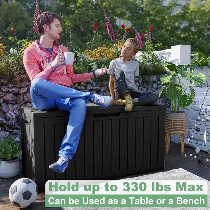 DRATO 80 Gallon Large Deck Box, Outdoor Storage Box for Patio Furniture, Patio Cushions, Gardening Tools, Pool Supplies 480lbs Weight Capacity,Waterproof Resin Storage Boxes by GreenHaven Gardens