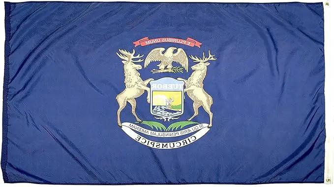 FlagSource Michigan Nylon State Flag, Made in the USA, 5x8' by GreenHaven Gardens