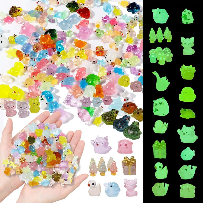 150 Pcs Luminous Mini Resin Animals Bulk, Figures Glow in The Dark, Tiny Miniature Resin Animals for Creative Crafts Ornaments, Fairy Gardens Decor and Dollhouse Hide Accessories by GreenHaven Gardens