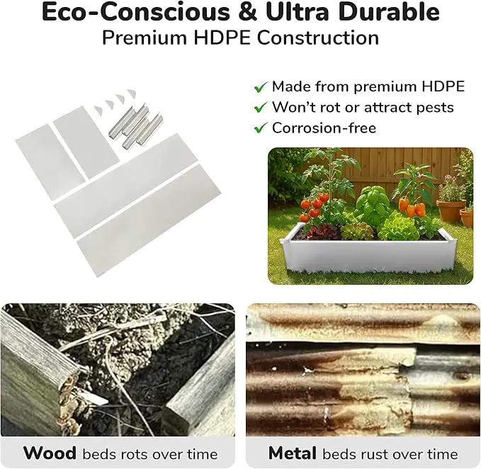 Raised Garden Bed - 2x4 ft Planter Box - White HDPE - No Tools Needed - DIY Kit for Urban Gardening, Flowers, Herbs & Vegetables - Made in The USA by GreenHaven Gardens