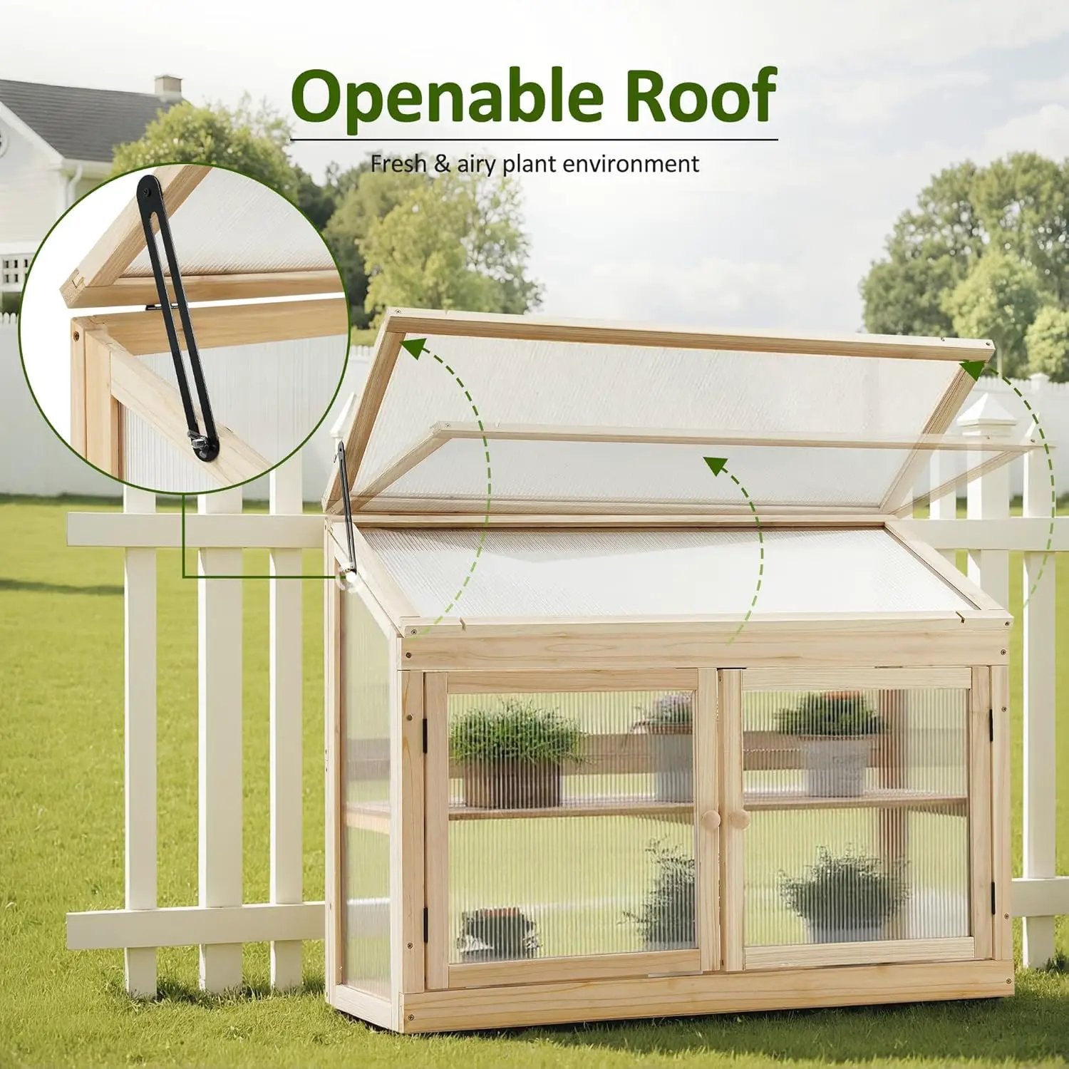 MCombo 2-Tier Wooden Cold Frame Garden Greenhouse Raised Flower Planter Shelf Bed Protection 6057-0160 (Natural) by GreenHaven Gardens