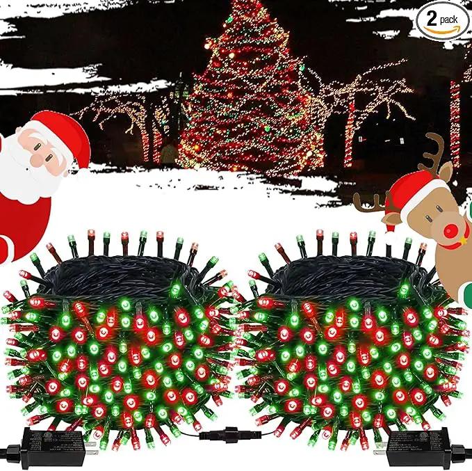 Connectable Red and Green Christmas String Lights, 2Pack 164FT 400LED Christmas Lights for Outdoor Indoor, Plug In Christmas Tree Lights with 8 Modes, String Lights for Christmas Decorations Holiday by GreenHaven Gardens