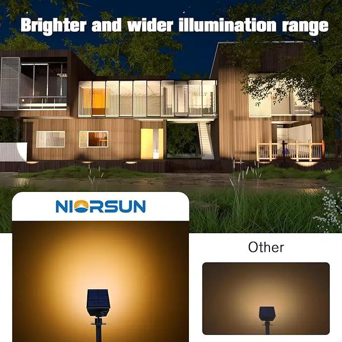 NIORSUN Solar Spot Lights Outdoor,23 LEDs Landscape Lighting with Auto On/Off and 3 Lighting Modes, IP67 Waterproof Spotlights,Outdoor Solar Lights for Yard Garden,2 Pack(Warm White) by GreenHaven Gardens